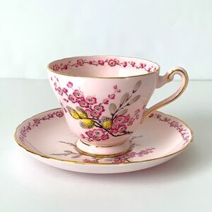 Vintage April Beauty Tuscan Fine English Bone China Cup & Saucer Pink